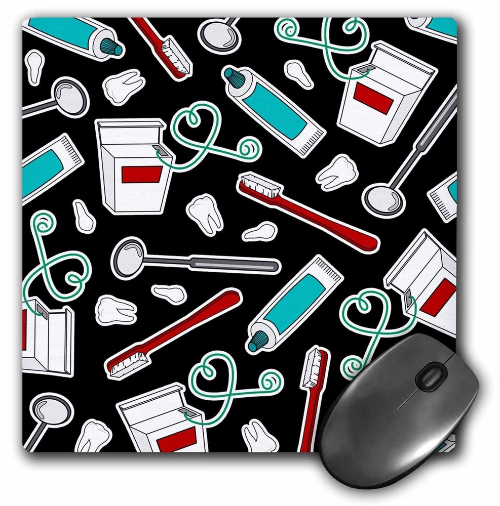 Cute Dentist Dental Hygienist Black MousePad by 3dRose  