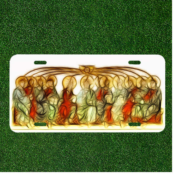 Custom Personalized License Plate Auto Tag With Stunning Cartoon People Sitting