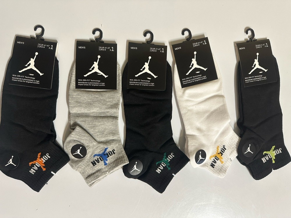 JORDAN Socks Unisex Ankle Socks Originals 5 Pairs Colorway Sz Large Socks NWT