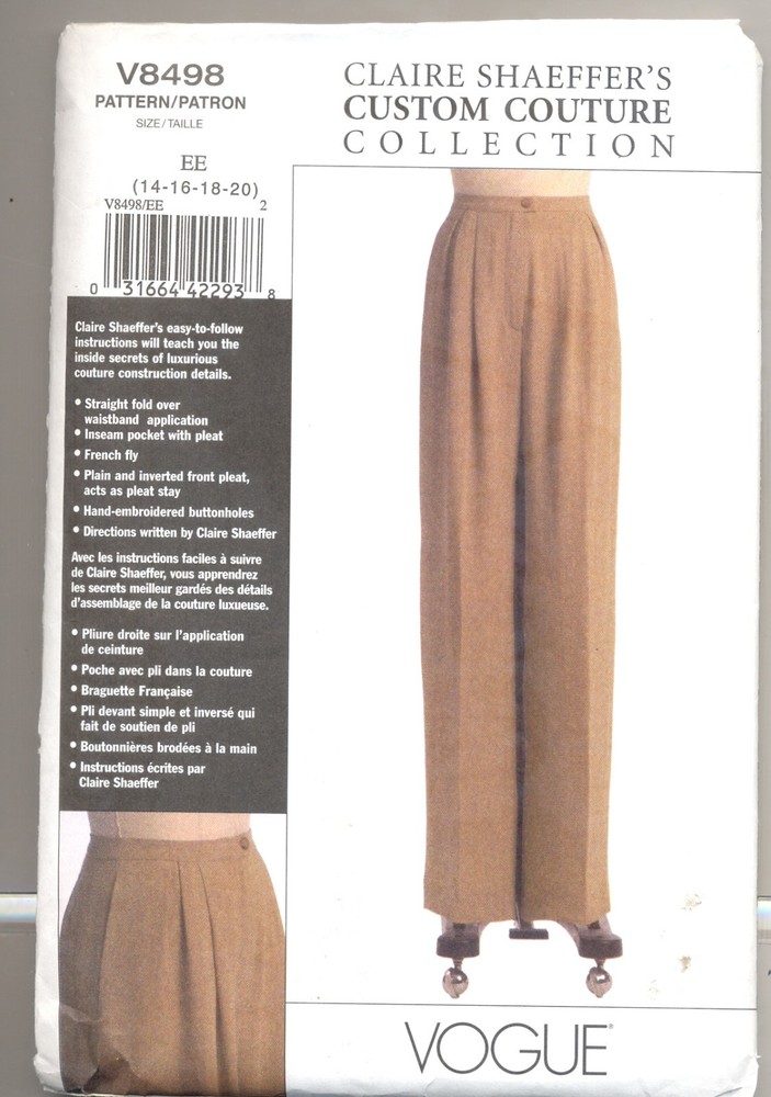 Vogue Pattern V8498 Shaeffer's Custom Couture Collection Petite Pants 14-20
