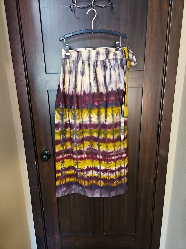 EUC Women's True Wrap Tie Maxi Skirt Boho Hippie Tie Dye Size Small