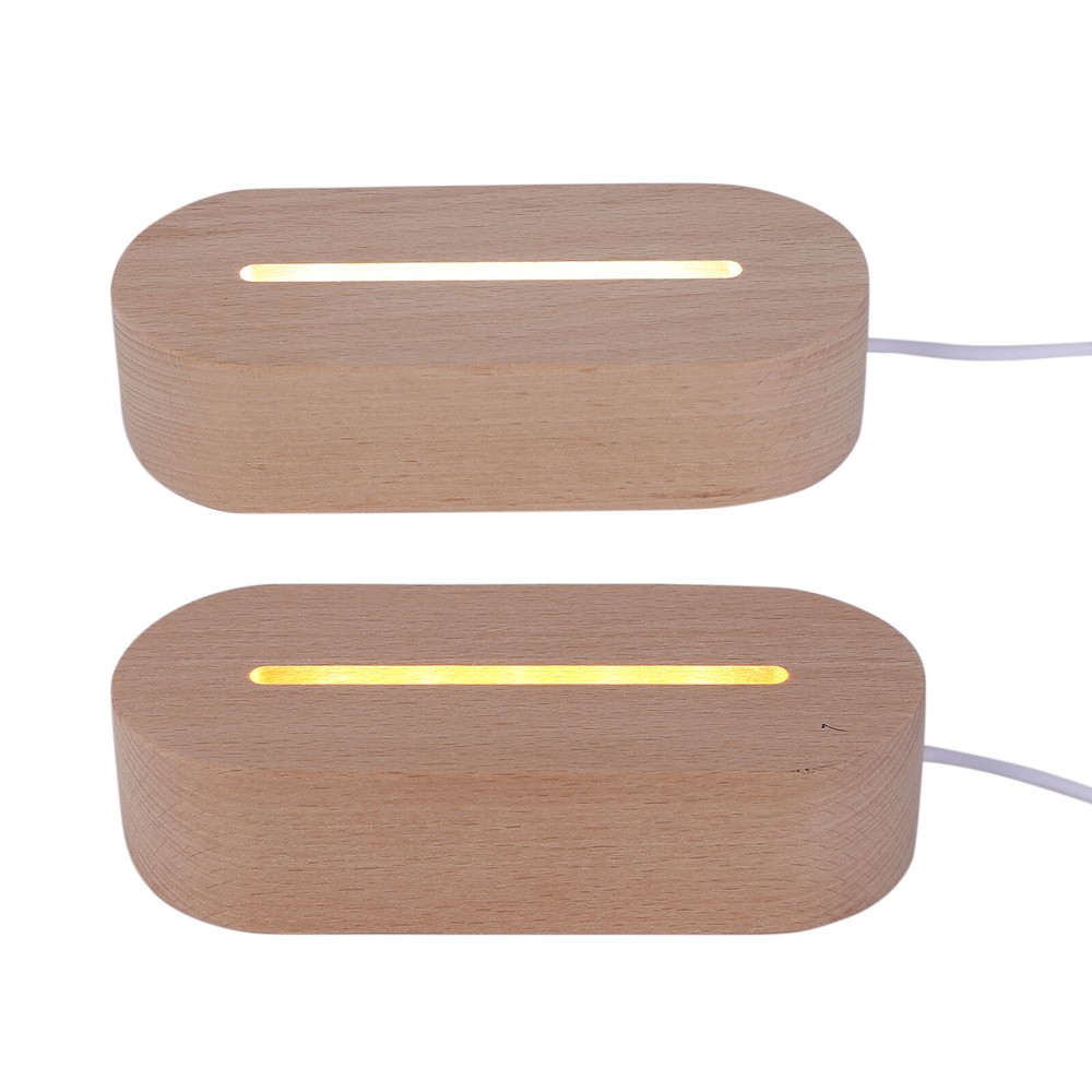 Oval Display Pedestal - LED Lights Display Base, Crystal Wooden Lighted Bases