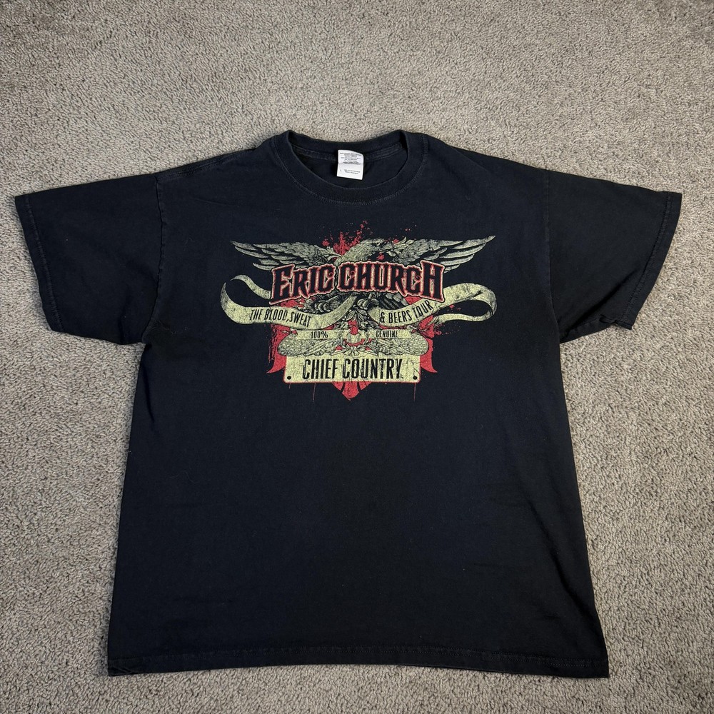 Eric Church Shirt Mens L Black 2012 Blood Sweat & Beers Concert Tour Band