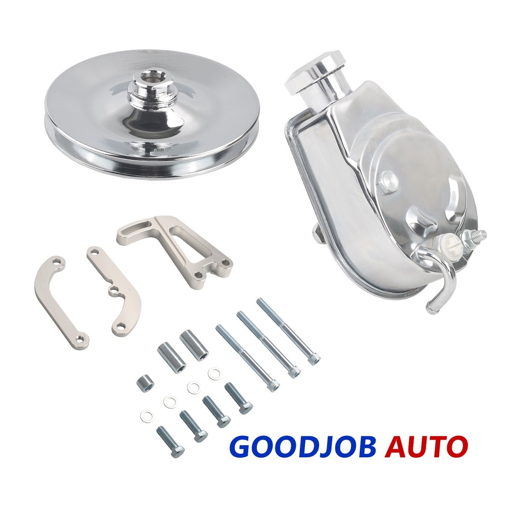 for Small Block Chevy Power Steering Pump + 1 Groove Keyway Pulley Bracket Kit