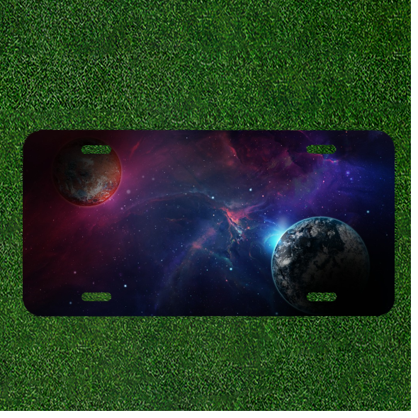 Custom Personalized License Plate Auto Tag With Stunning Planet Earth Space Art