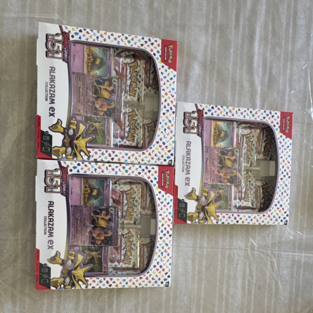 Pokémon TCG Scarlet & Violet 151 Promo Alakazam ex Collection Box, 3 boxes