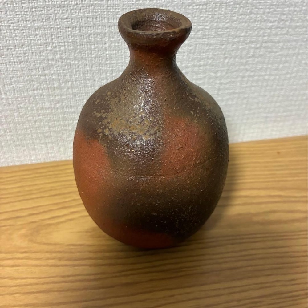 Bizen Ware Sake Bottle Reddish Brown Japanese Pottery Antique