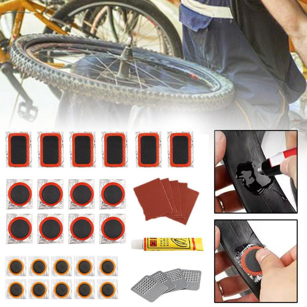 Bicycle Tube Puncture Repair Patch Kit Bike Inner Tire O2R9 Glue Tool Set✨w L2R5