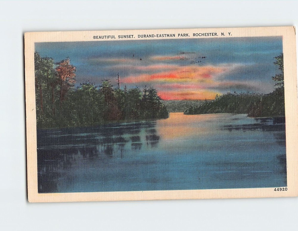 Postcard Beautiful Sunset Durand-Eastman Park Rochester NY USA