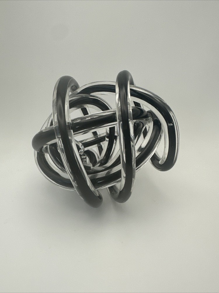 Abstract Art Glass Infinity Knot Twisted Sphere 6”Ball-image