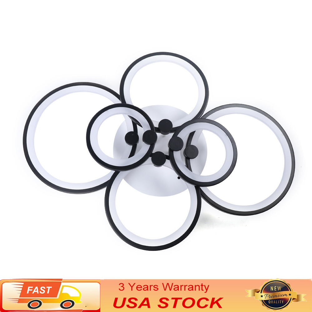 Modern 6-Headed LED Chandelier Acrylic Pendant Ceiling Light in Black