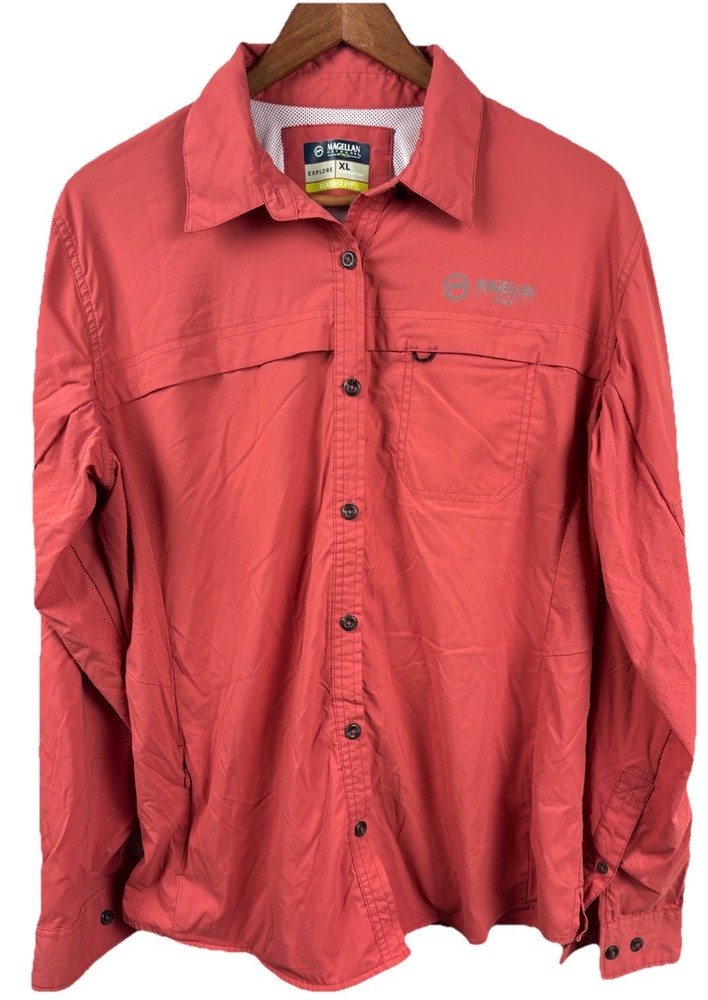 Magellan Outdoors Pro Women L/S Shirt Fishing Hiking Button Up Long Sleeve XL.