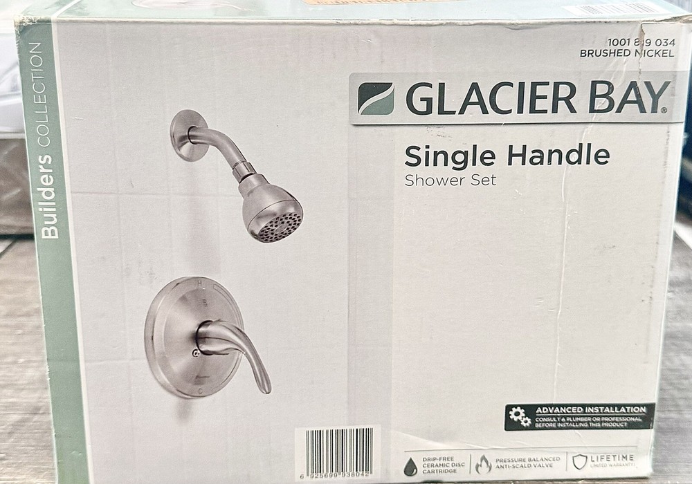 Builders Single-Handle 1-Spray Pressure Balance Shower Faucet in Brushed Nickel