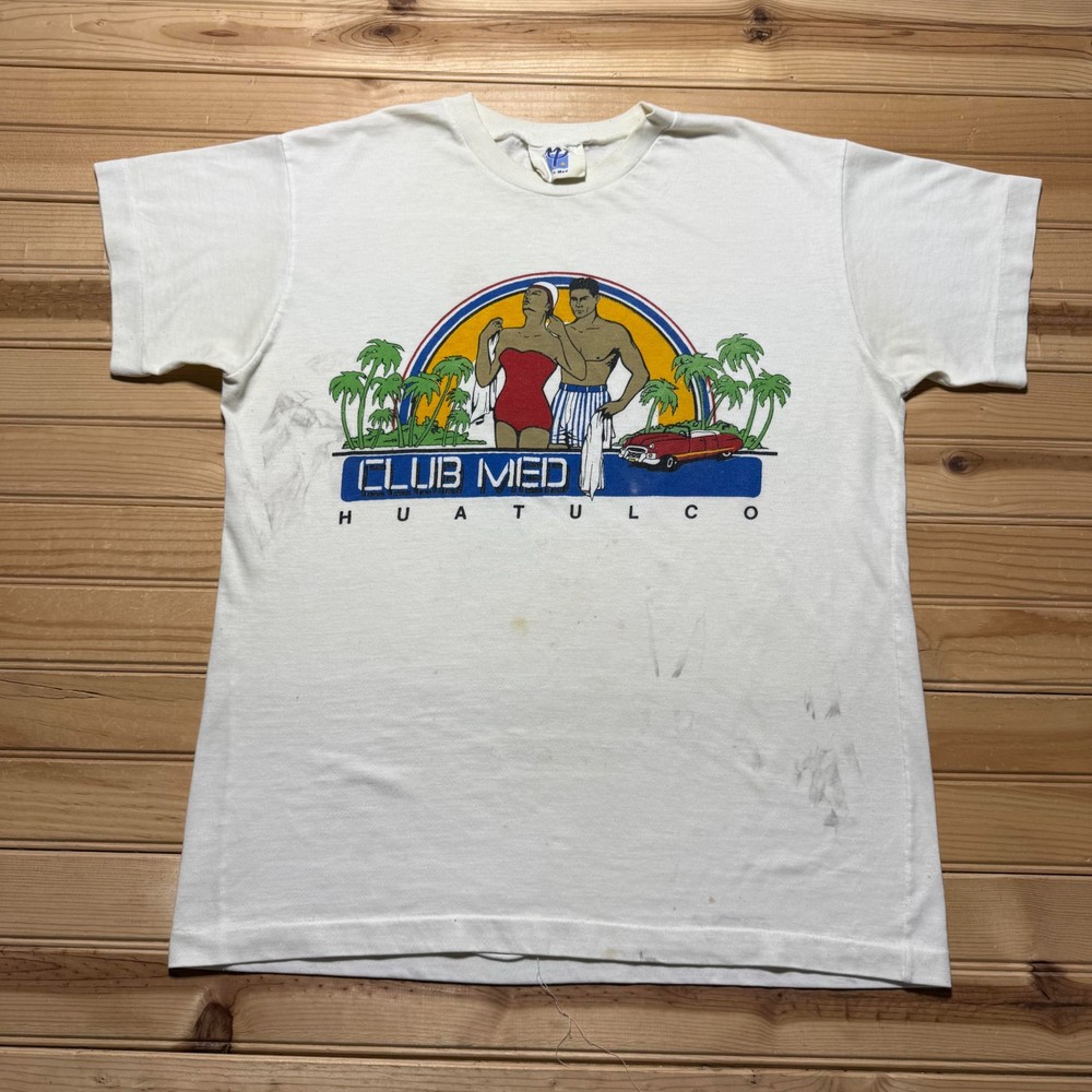 Vintage 80s 90s Club Med Huatulco Mexico Resort Surf Souvenir Shirt - Size Large