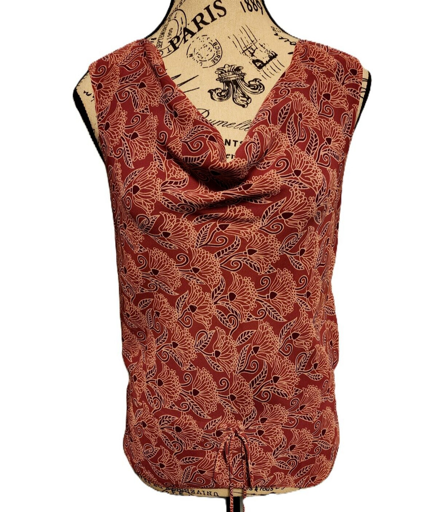 ANN TAYLOR LOFT red floral polyester blouse- size M