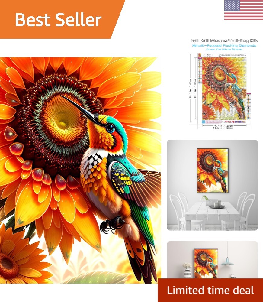 Complete Hummingbird Diamond Painting Kit for Adults - Stress-Relieving DIY Art