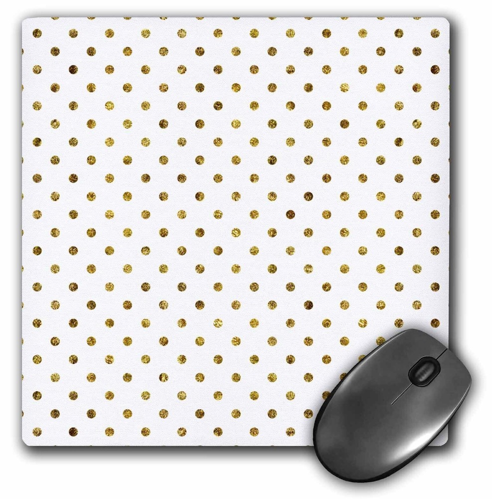 Bling Polka Dot Mousepad with Gold 3D Rose Design