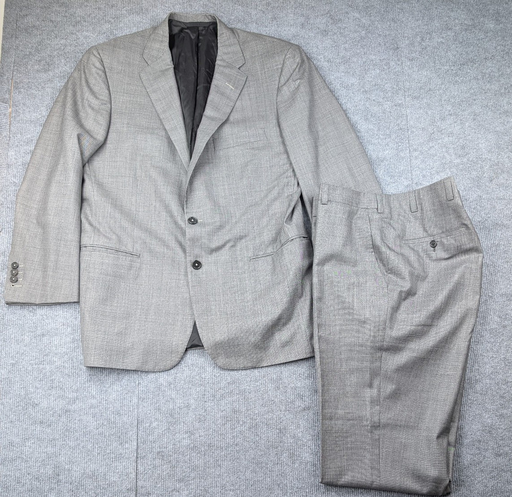 Oxxford Clothes Suit Men 42L Surgeon Cuffs Glen Plaid Wool Tailored Classic Gray