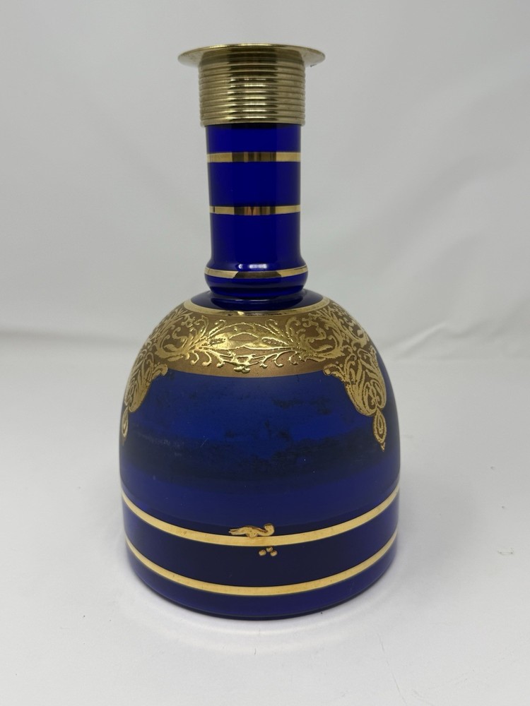 Bohemian Cobalt Blue Gold Glass Vase Carafe Hookah