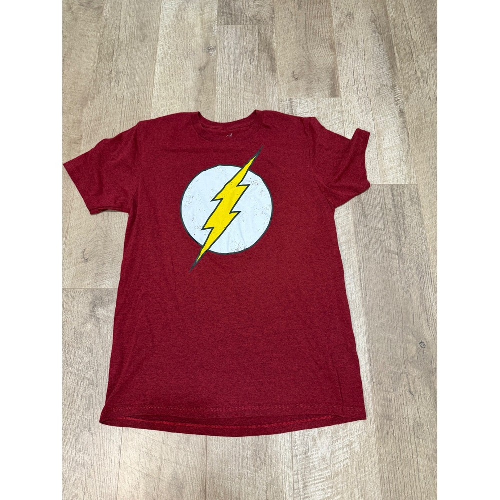 DC Comics The Flash Lightning Bolt Logo Graphic T-Shirt Mens Medium Maroon Red
