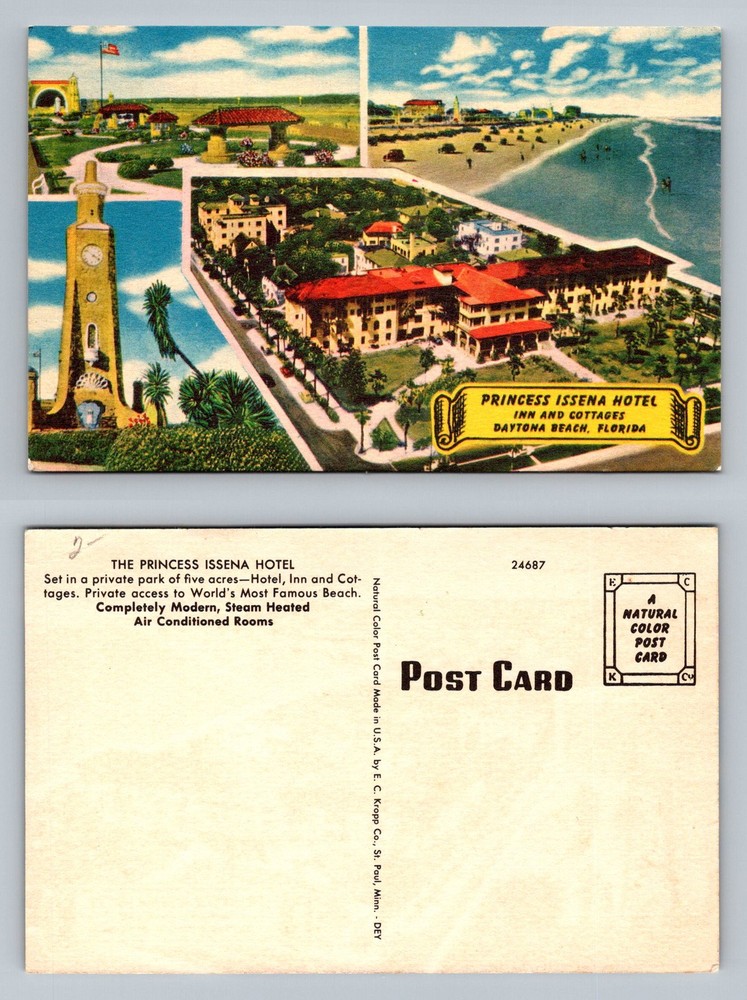 Daytona Beach, FL-Florida, Princess Issena Hotel & Cottages Vintage Postcard