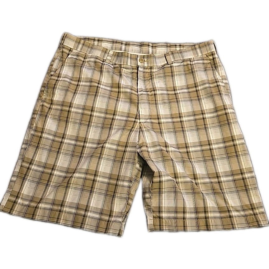 Ben Hogan Golf Shorts Mens 38 Plaid Beige Performance Stretch Lightweight Poly