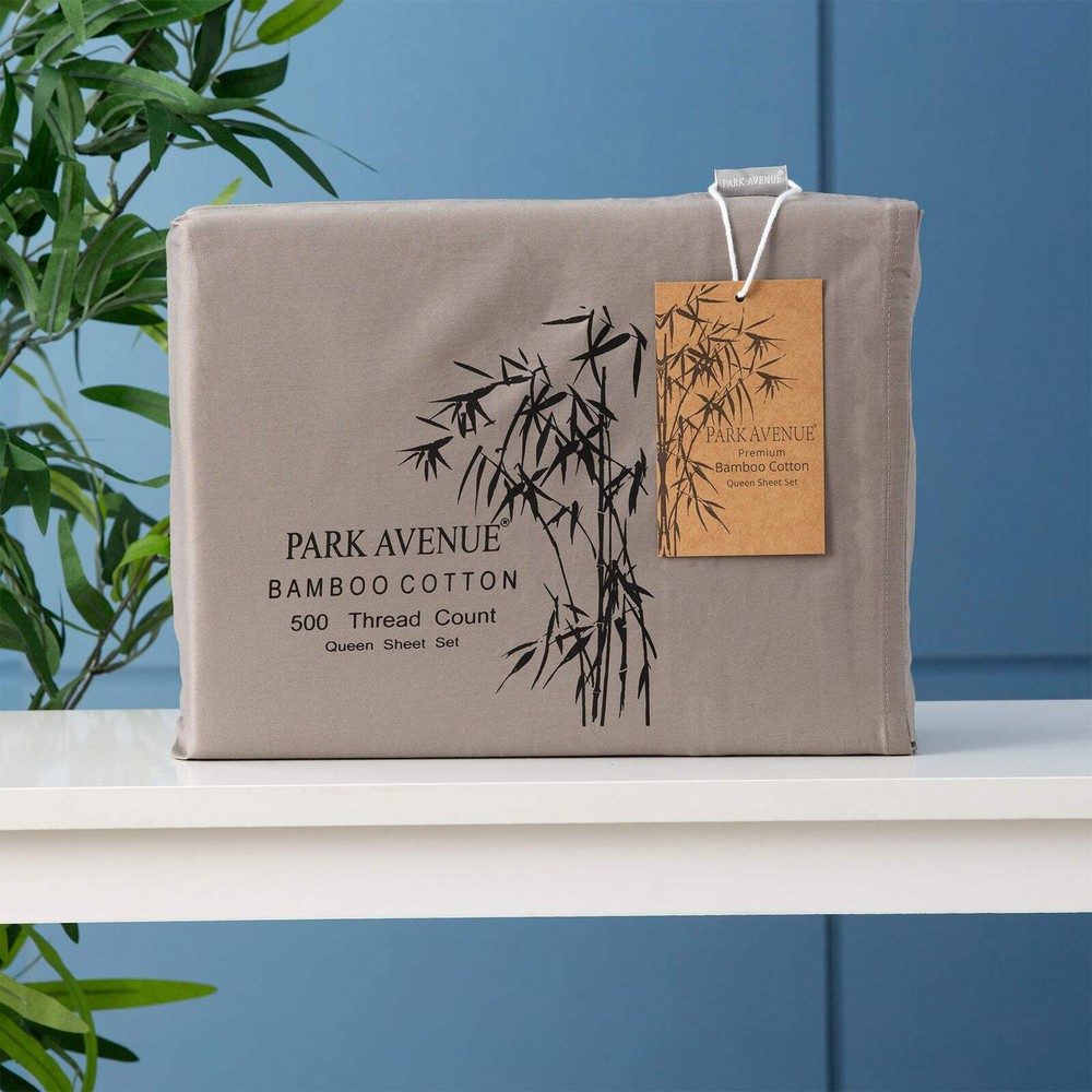 NNEDSZ 500-Thread Count Bamboo Cotton Pewter Sheet Set – Park Avenue Luxury