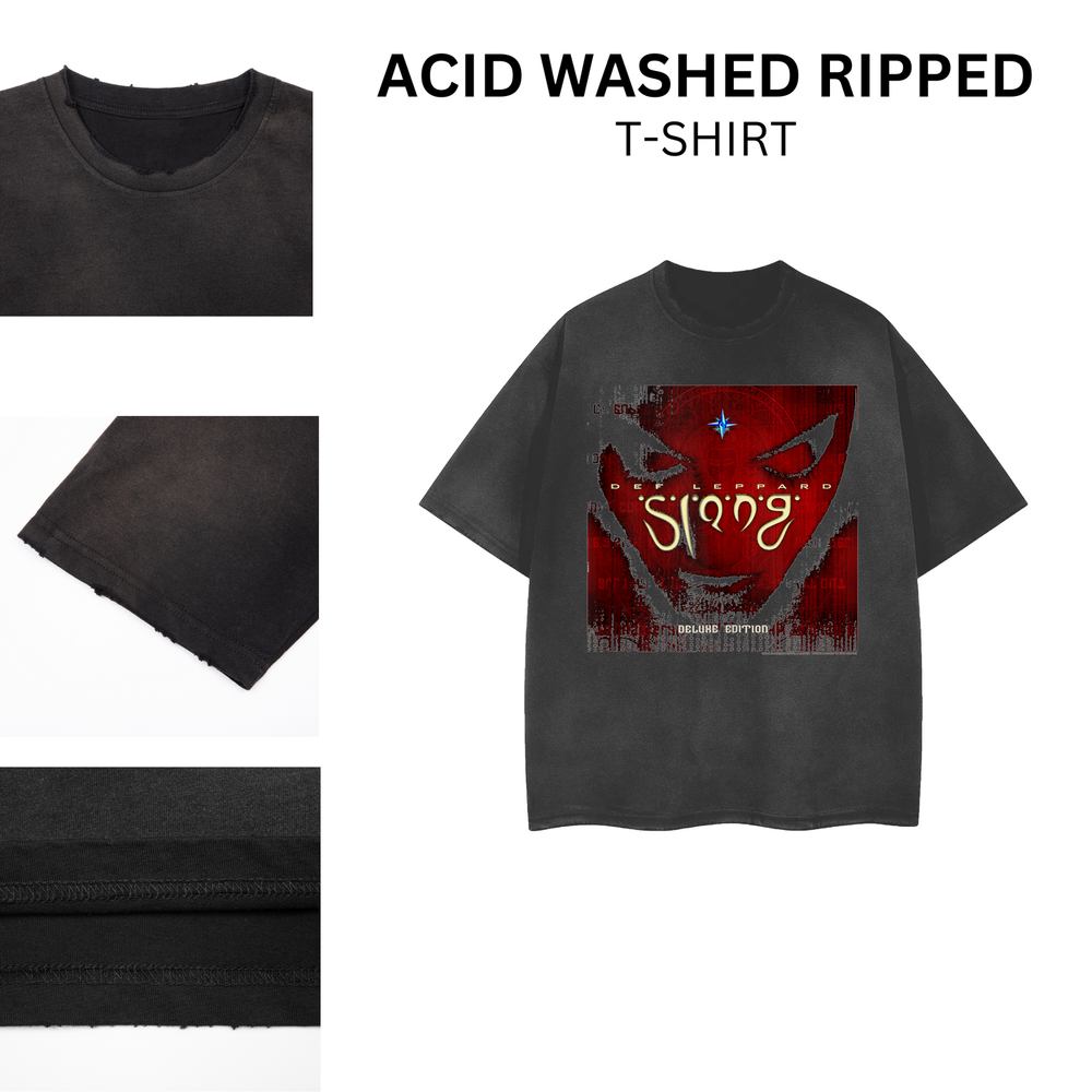 Vintage Acid-Washed Distressed Rock Band Graphic Tee Unisex T-Shirt  -image