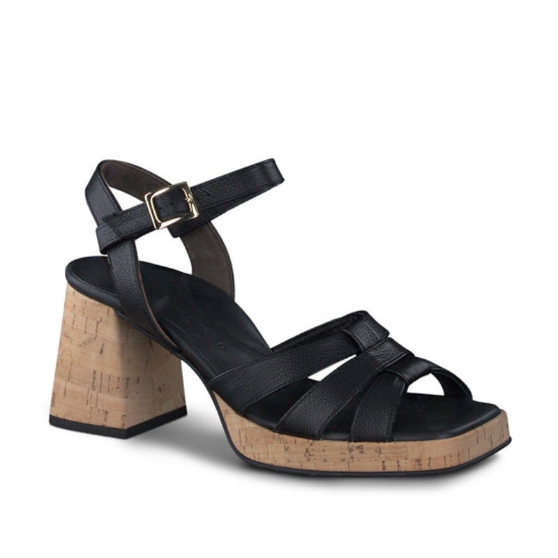 Paul Green Tina Classic Black retro Fisherman heeled sandal  size 7.5UK / US 10