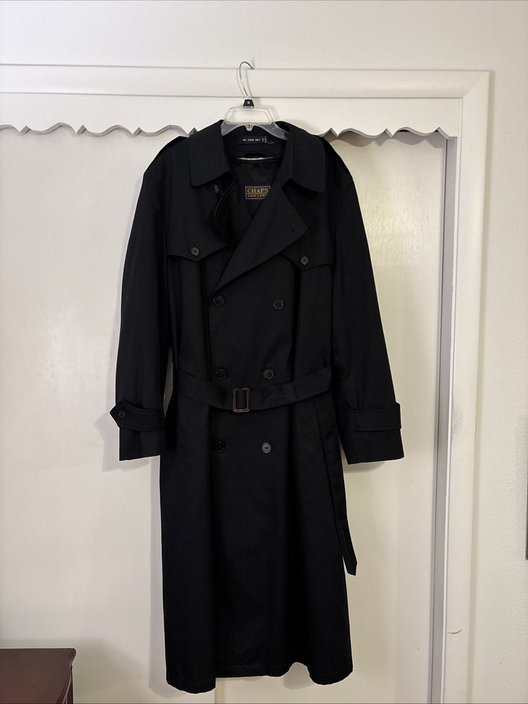 Chaps Ralph Lauren Trench Coat with Removable Wool Liner / Men's 42L Black