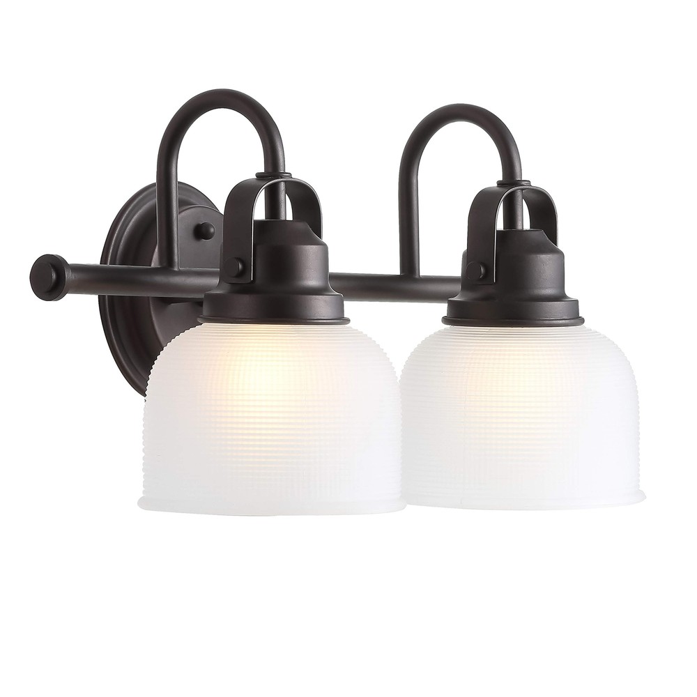 Jonathan Y Virginia 17.25 Inch 2-Light LED Vanity Bathroom Light Fixture Metal Glass
