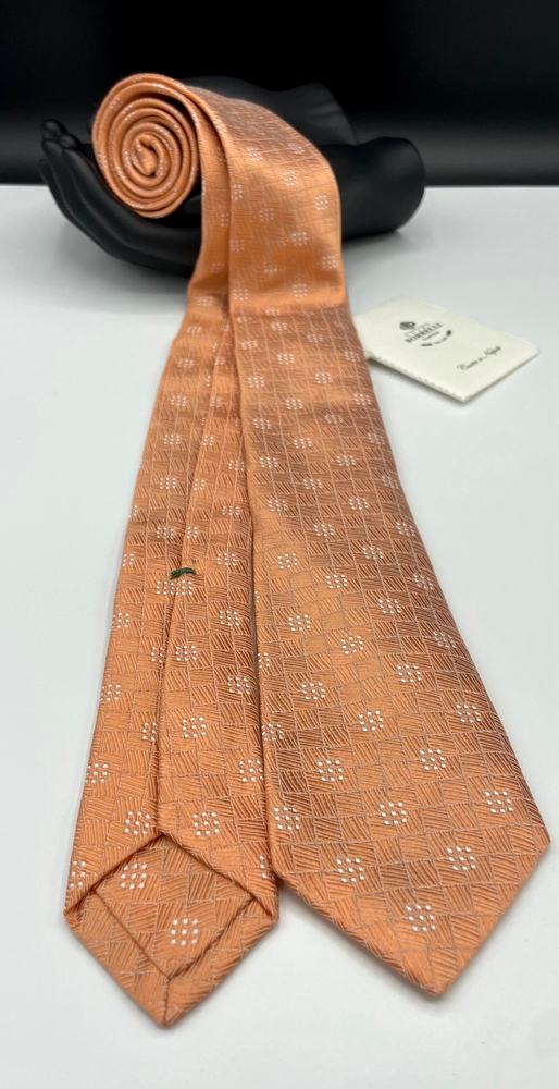 LUIGI BORRELLI Napoli Men's 100% Silk Tie ~ Orange ~ Floral ~ Made in Italy!