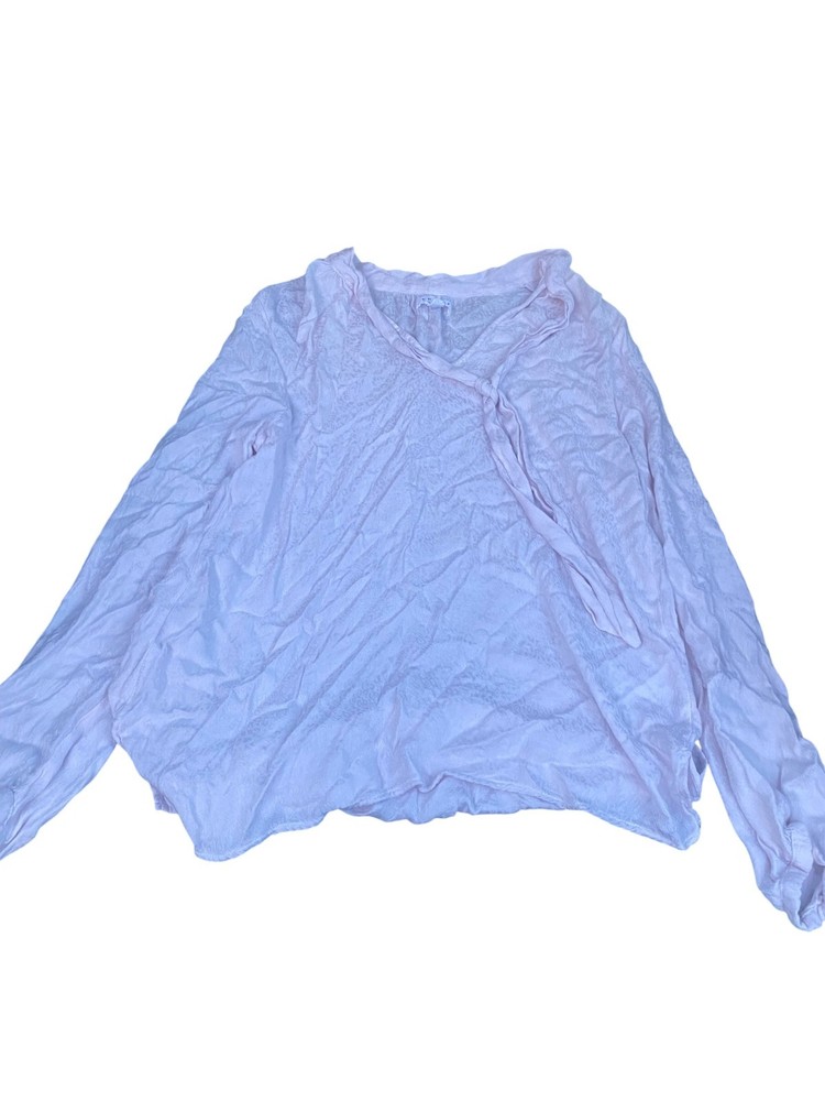 Velvet by Graham & Spencer Women's Large Pink Sheer Wrap Tie Blouse Long Sleeve