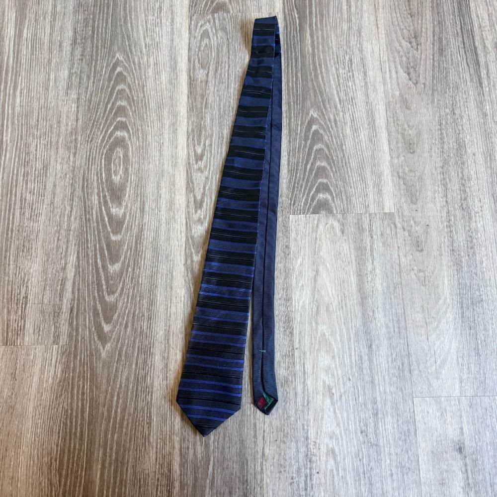 Tommy Hilfiger Men's Navy Blue Striped Necktie-OS