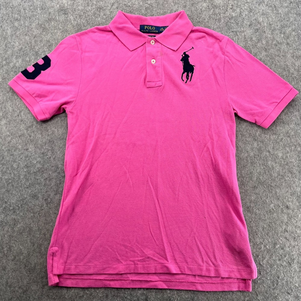 Polo Ralph Lauren Youth L 14-16 Pink Collar Polo Shirt Boys