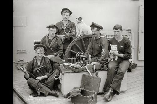 USS New York,ship's tailor,sailors,sewing machines,cruisers,warships,cats,1893