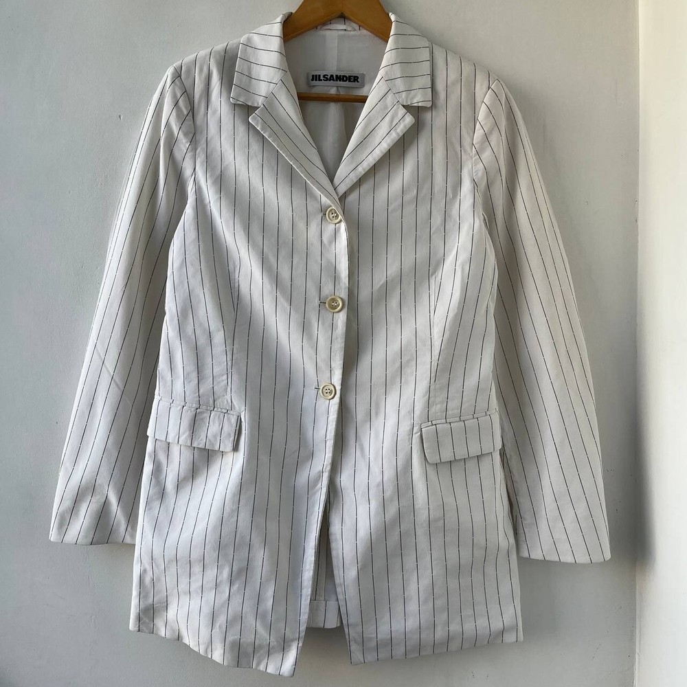 Jil Sander Wool Blazer - Women's Minimalist Tailored Jacket White Size 40