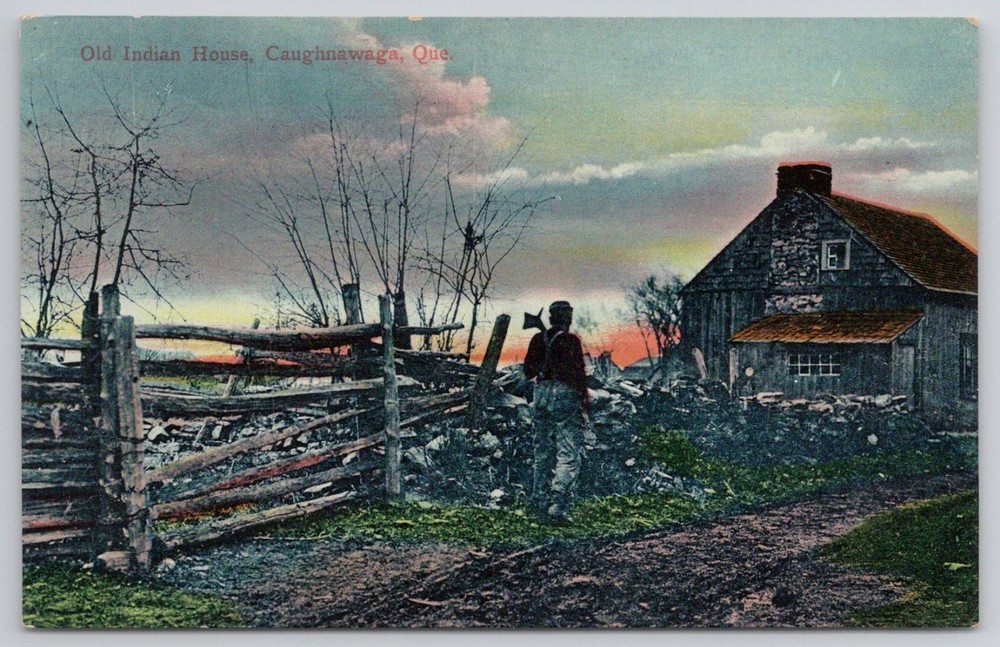 Old Indian House Caughnawaga Quebec Canada Vintage Souvenir Postcard
