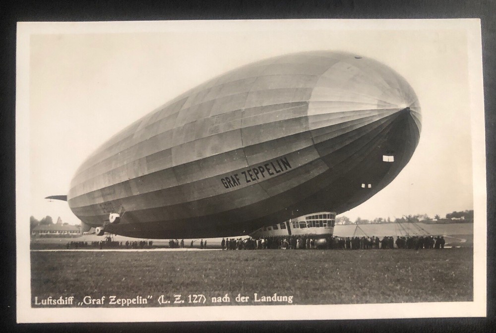 Mint RPPC Postcard Germany Graf Zeppelin LZ 127 Dirigible Airship Landing