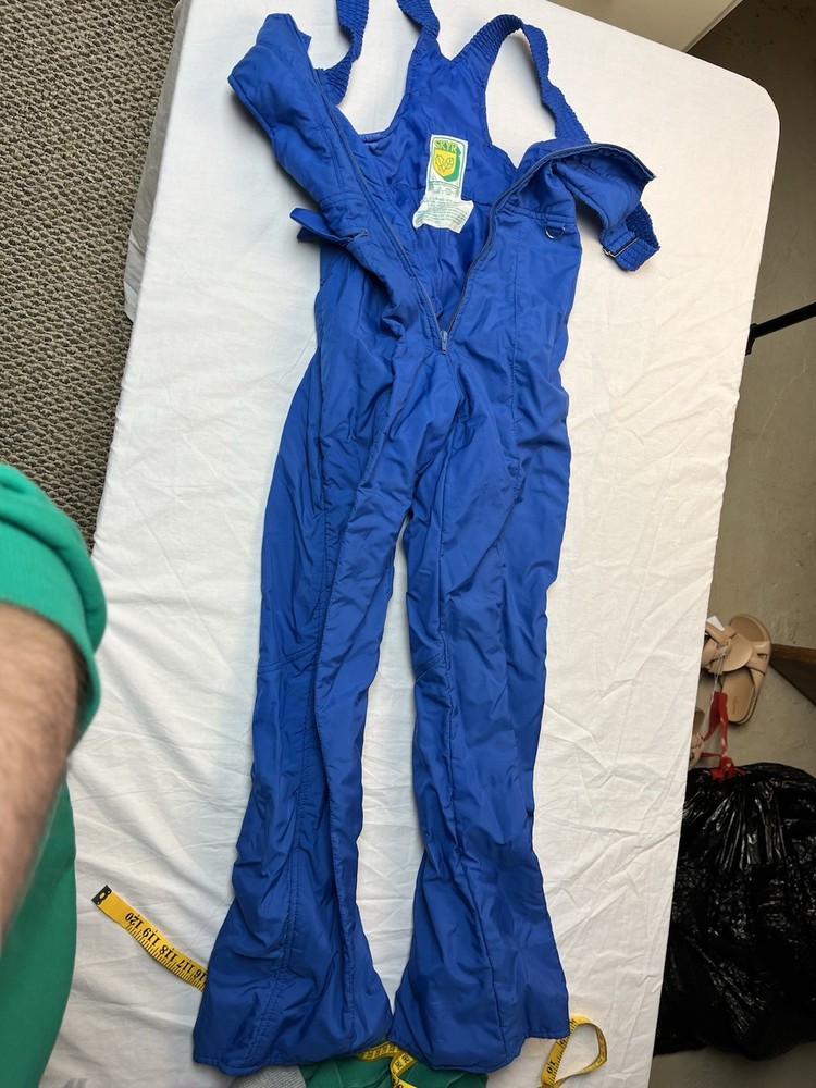 Skyr Ski Bib Overalls Womens S Blue Quilted Vintage Snow Pants Hong Kong