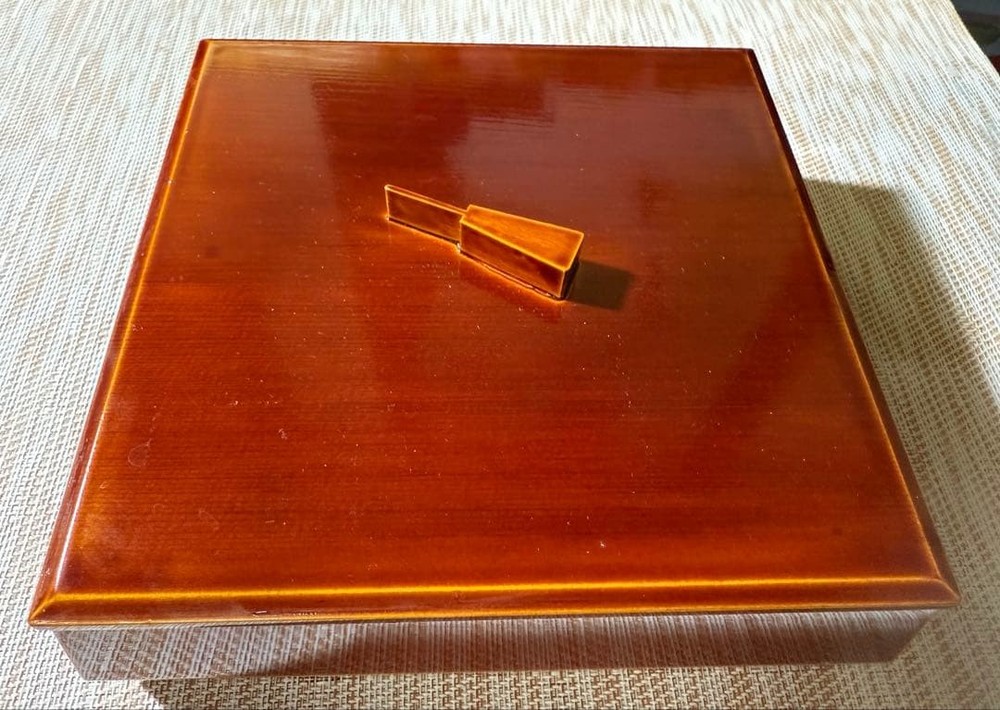 Hida Shunkei Lacquerware Box with Lid Stationery Organizer Brown