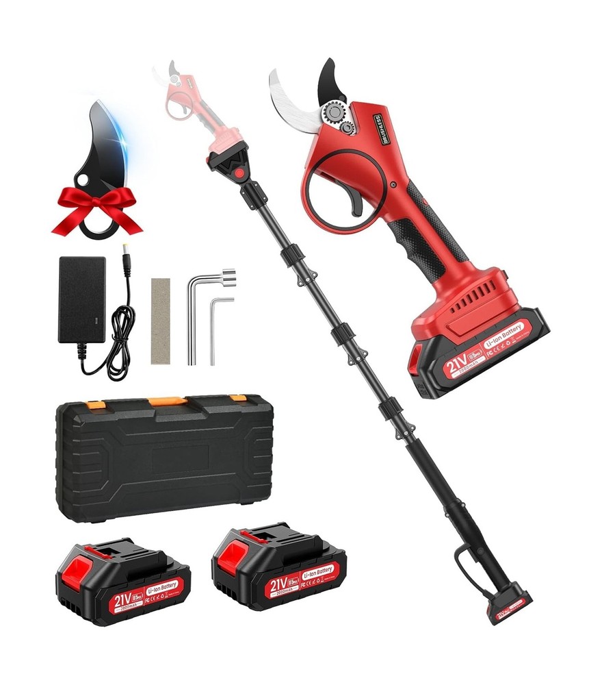 Electric Pruning Shears with Pole, 2-in-1 Cordless Pruning Shears 1.6