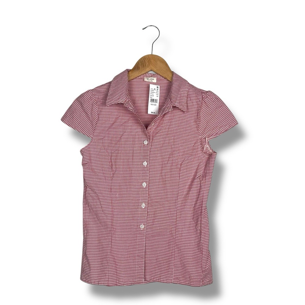 John Galt Brandy Melville Red Gingham Rue Top Button Blouse Collared Shirt NWT
