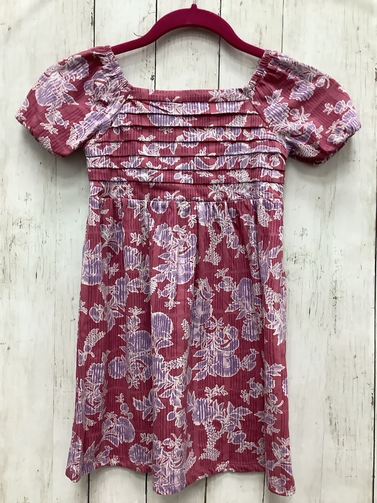 OshKosh B'gosh Girls Size 6/6x Pink & Lilac Floral Pintuck Puff Sleeve Dress