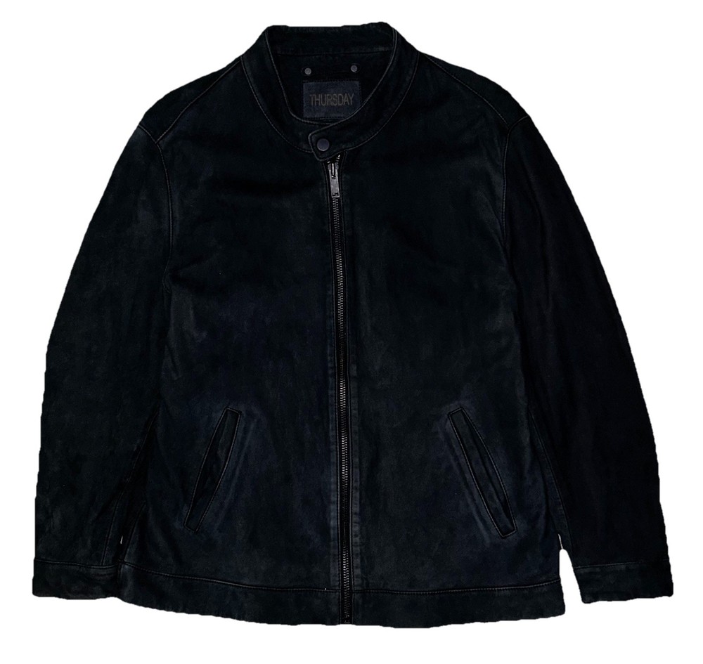 Thursday Boot Co Suede Leather Racer Jacket Mens Large/XL Big Boy Fit Black