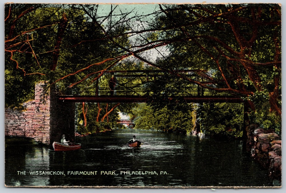 Wissahickon Fairmount Park Philadelphia PA Bridge Scene ANTIQUE Postcard 9389