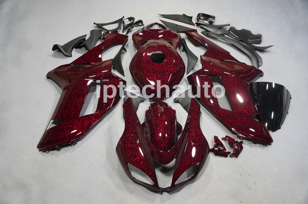 Red Forged Carbon Fiber Fairing Bodywork+Tank For Kawasaki Ninja ZX6R 2007-2008