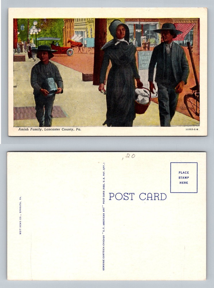 Lancaster County, PA-Pennsylvania, Amish Family Village Street Vintage Postcard