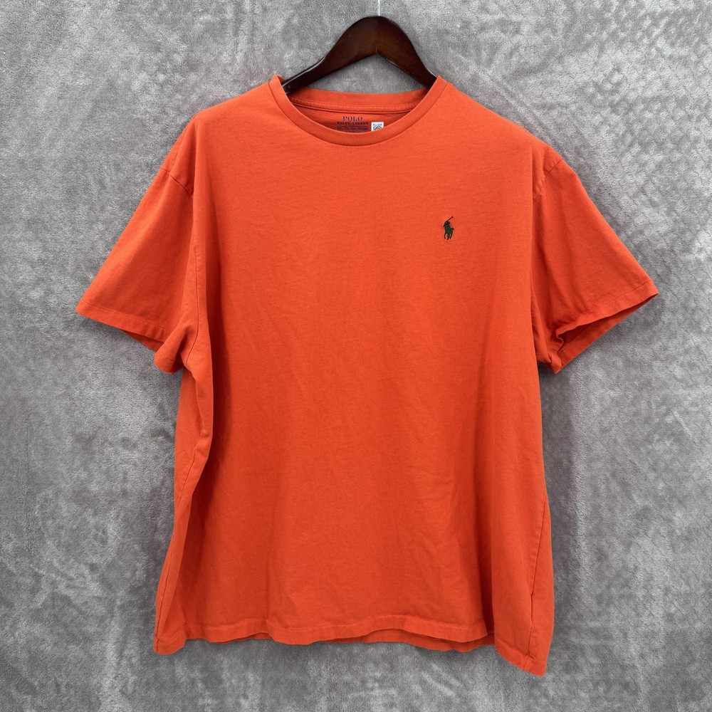 Polo Ralph Lauren Shirt Mens 2XL Orange Classic Fit Cotton Logo Crewneck T-Shirt