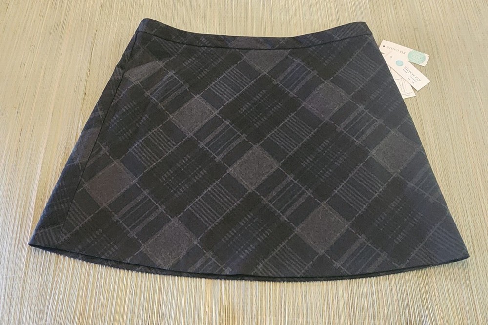 Margaret M Stitch Fix Brushed Knit Gray Plaid Pull-On Mini Skirt Women's XXL NWT